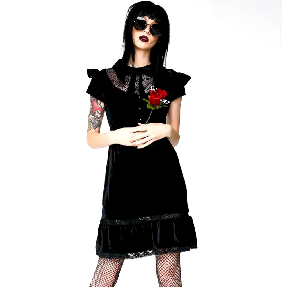 Killstar creeped out skater dress medium nwt goth Wednesday Addams